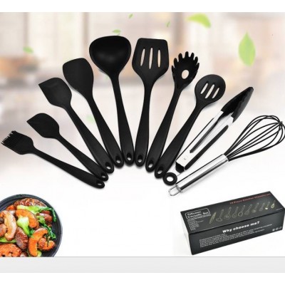 10 Pcs Silicone Turnkey Kitchenware Non-stick Pot Shovel Spoon Set Kitchen Tools Utensil Set