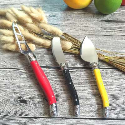 3pcs colorful stainless steel beaded beadable cheese knife set with  double handles