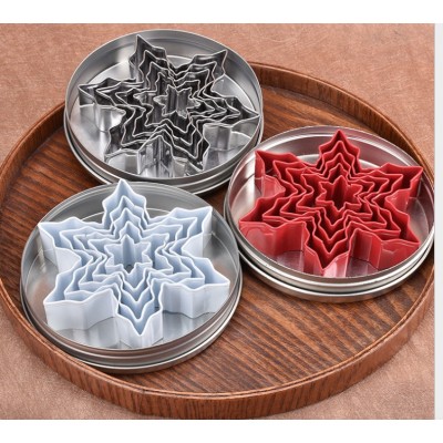 5pcs Colorful  stainless steel cookie mold  cookie dough printing mold DIY dough fruit and vegetable mold with Tin box package