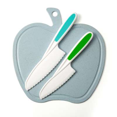 colorful apple shape  Kitchen Cutting Board with 2pcs PP kids knife  for combination