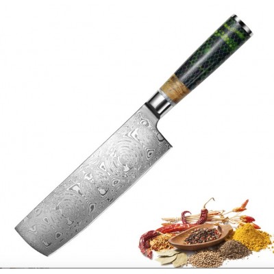 high quality  steel  Forged 7'' excellent Damascus kitchen cleaver chopper cooking chef knife