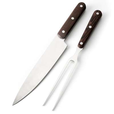 Professional the  latest 8inch chef knife and fork combination set with  wenge handle for Amazon