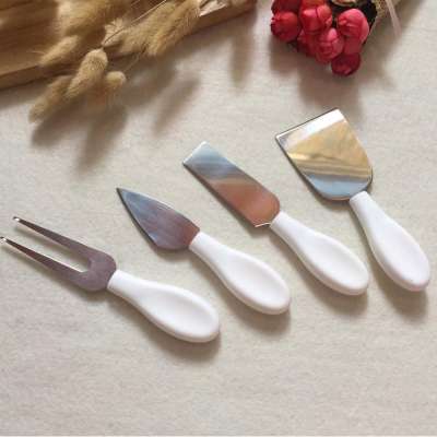 Stainless Steel 4pcs  Cheese Knives set  With white handle