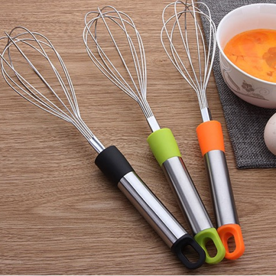 Full food grade 2 Pieces  Stainless Steel egg whisk , egg beater With plastic  Handle