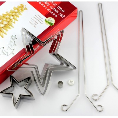 stainless steel 3D Christmas tree 9 sets of steel frame stars  DIY biscuit mold cookie mold